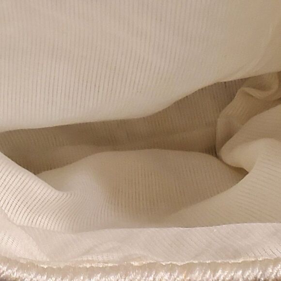 Vintage 70s Macrame Handbag Purse Medium Off White Lined Boho - Picture 5 of 6